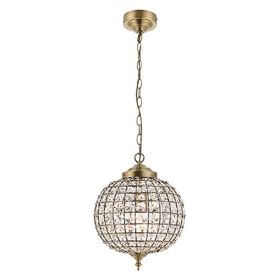 Tanaro Clear Glass Ceiling Pendant Light In Antique Brass_1