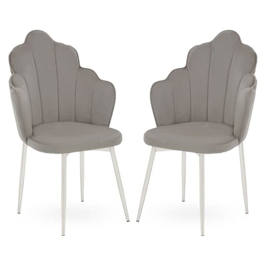 Tania Grey Velvet Dining Chairs With Chrome Legs In A Pair_1