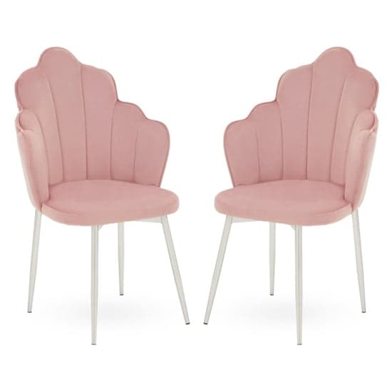 Tania Pink Velvet Dining Chairs With Chrome Legs In A Pair_1