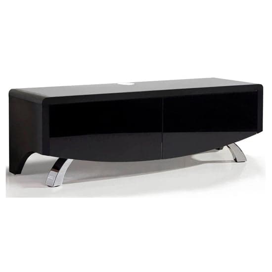 Wiley Ultra High Gloss TV Stand With 2 Soft Open Doors In Black_2