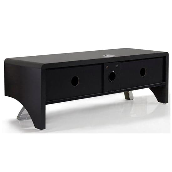 Wiley Ultra High Gloss TV Stand With 2 Soft Open Doors In Black_4
