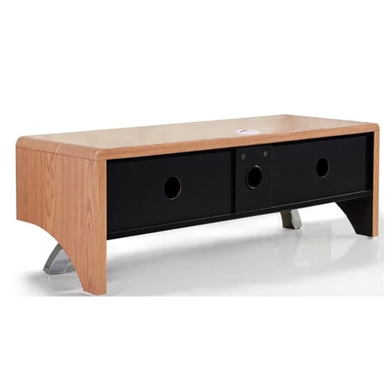 Wiley Ultra High Gloss TV Stand With 2 Soft Open Doors In Oak_4