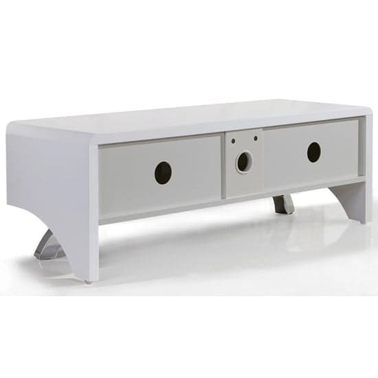 Wiley High Gloss TV Stand With 2 Doors In White And Black_3
