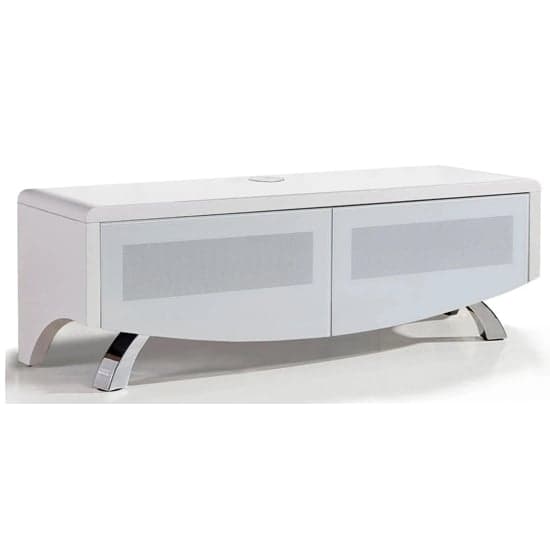 Wiley Ultra High Gloss TV Stand With 2 Soft Open Doors In White_2