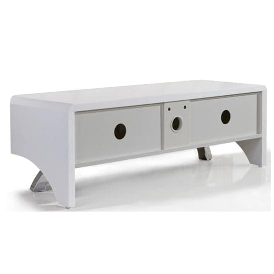 Wiley Ultra High Gloss TV Stand With 2 Soft Open Doors In White_3