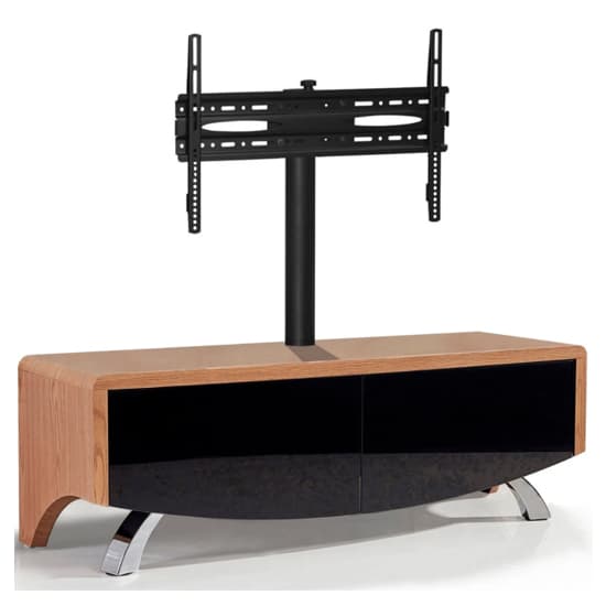 Wiley High Gloss TV Stand With 2 Soft Open Doors In Oak_2