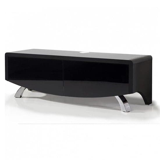Wiley High Gloss TV Stand With 2 Soft Open Doors In Black_2