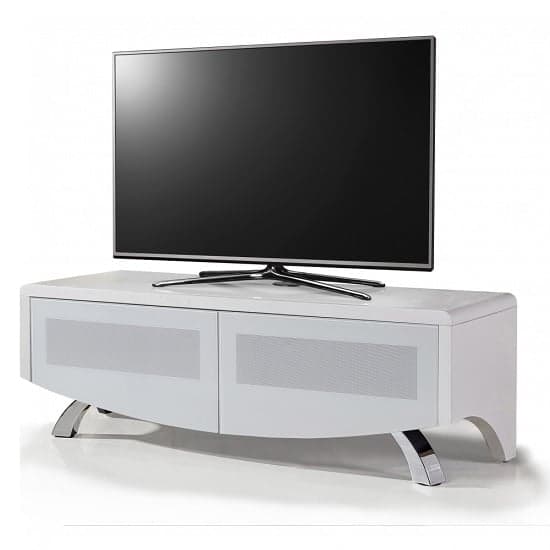Wiley High Gloss TV Stand With 2 Soft Open Doors In White_1