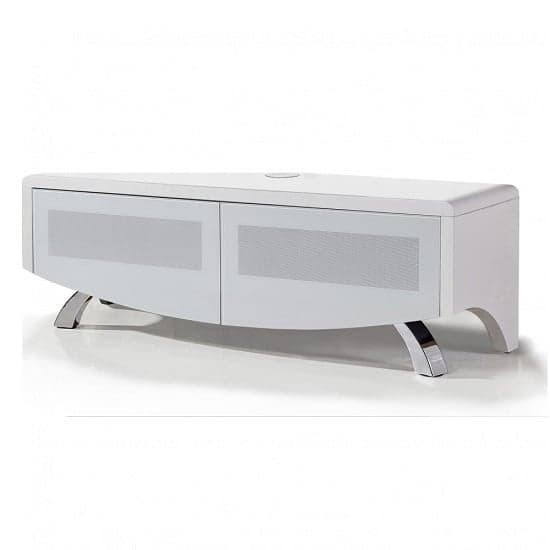 Wiley High Gloss TV Stand With 2 Soft Open Doors In White_2