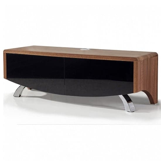 Wiley High Gloss TV Stand With 2 Soft Open Doors In Walnut_2