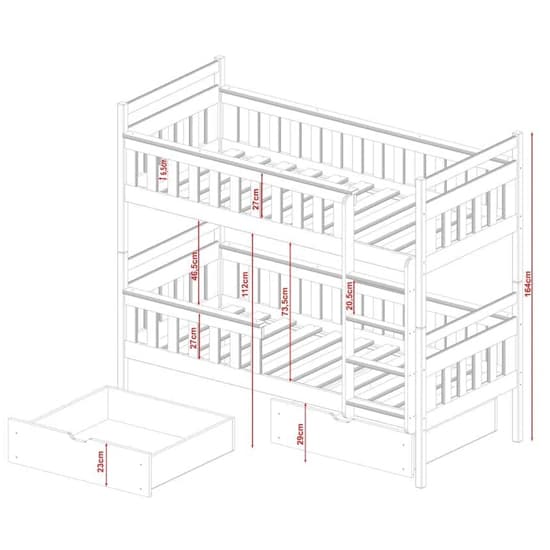 Taos Wooden Bunk Bed With Storage In Matt Grey Furniture in Fashion