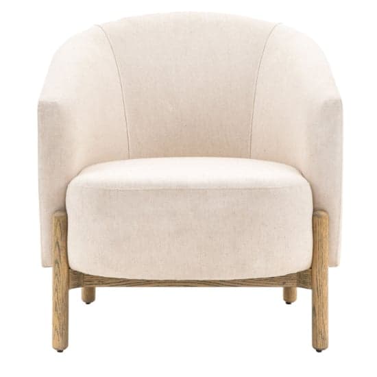 Taranto Fabric Armchair In Natural With Wooden Legs_2