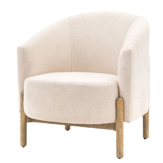Taranto Fabric Armchair In Natural With Wooden Legs_1