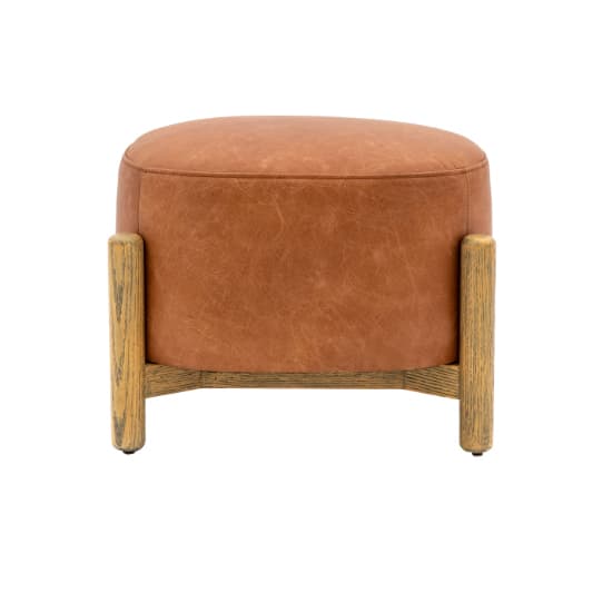 Taranto Faux Leather Foot Stool In Vintage Brown_2