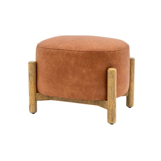 Taranto Faux Leather Foot Stool In Vintage Brown_1