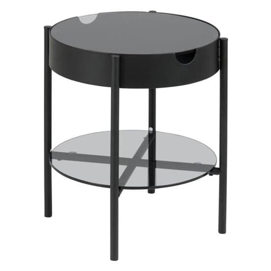 Tarrytown Smoked Glass Side Table With Black Metal Frame_2