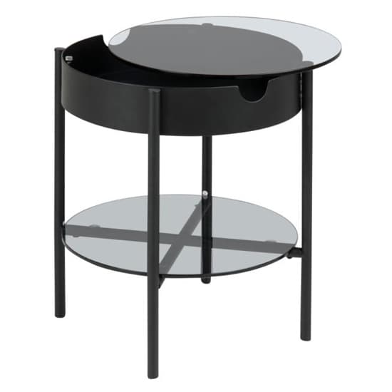 Tarrytown Smoked Glass Side Table With Black Metal Frame_3