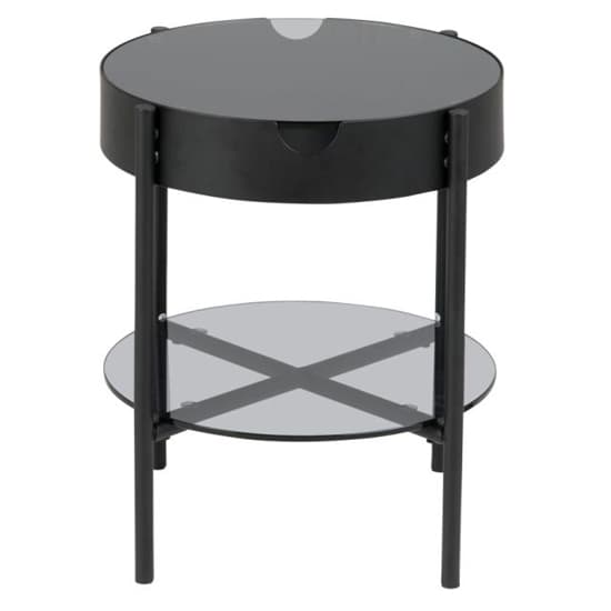 Tarrytown Smoked Glass Side Table With Black Metal Frame_4