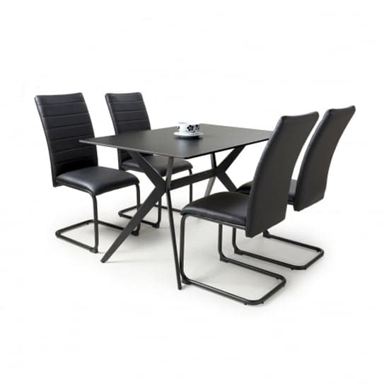 Tarsus 1.2m Black Dining Table With 4 Clisson Black Chairs_2