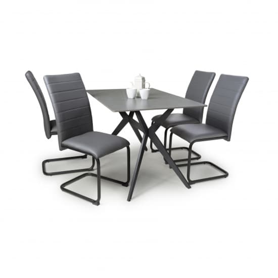 Tarsus 1.2m Grey Dining Table With 4 Clisson Grey Chairs_2