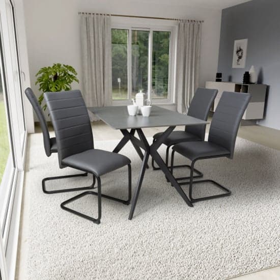 Tarsus 1.2m Grey Dining Table With 4 Clisson Grey Chairs_1