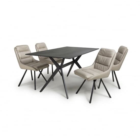 Tarsus 1.6m Black Dining Table With 4 Addis Cream Chairs_2