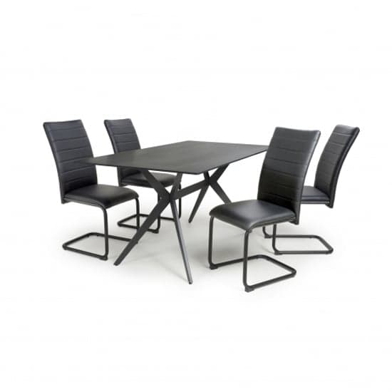 Tarsus 1.6m Black Dining Table With 4 Clisson Black Chairs_2