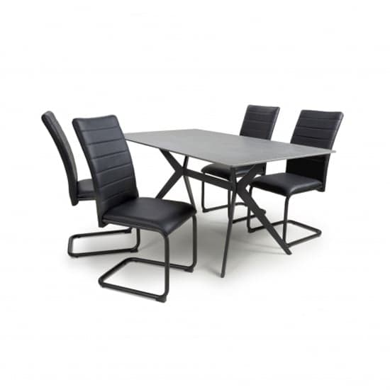Tarsus 1.6m Grey Dining Table With 4 Clisson Black Chairs_2