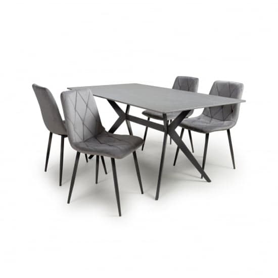 Tarsus 1.6m Grey Dining Table With 4 Vestal Grey Chairs_2