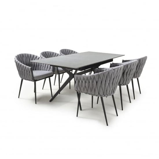 Tarsus Extending Grey Dining Table With 6 Pearl Grey Chairs_2