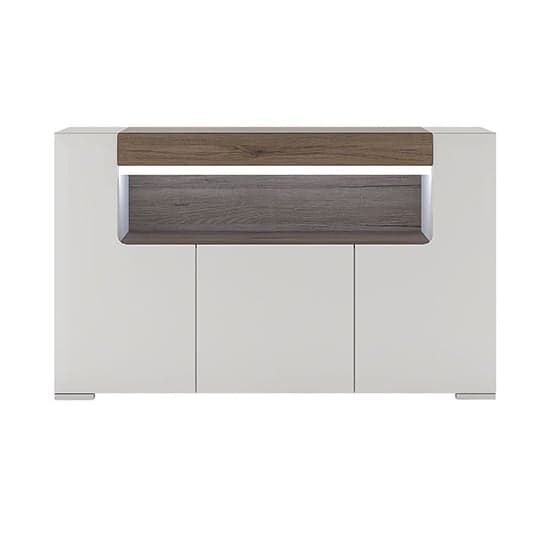 Tartu High Gloss Sideboard 3 Doors With White With LED_2