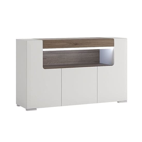 Tartu High Gloss Sideboard 3 Doors With White With LED_1