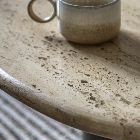 Tartu Marble Coffee Table In Travertine With Dark Wood Base_2
