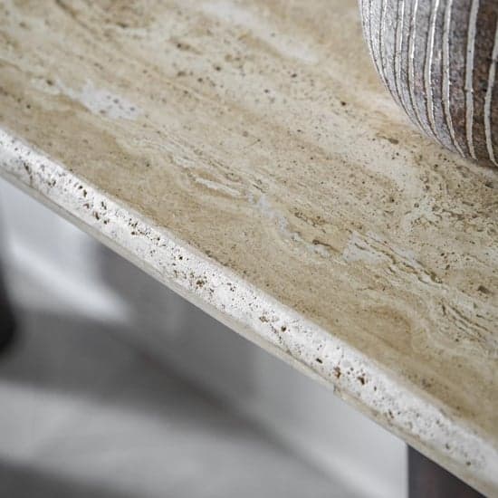 Tartu Marble Console Table In Travertine With Dark Wood Base_3