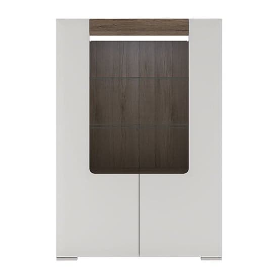Tartu White High Gloss Low Display Cabinet 2 Doors With LED_2