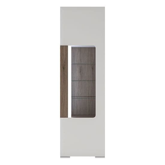 Tartu White High Gloss Tall Display Cabinet 2 Doors With LED_2