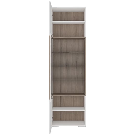 Tartu White High Gloss Tall Display Cabinet 2 Doors With LED_3