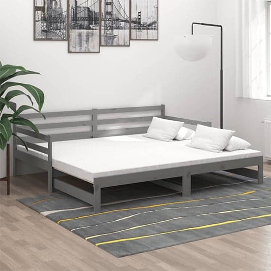 Tatiana Solid Pinewood Pull-Out Single Day Bed In Grey_2