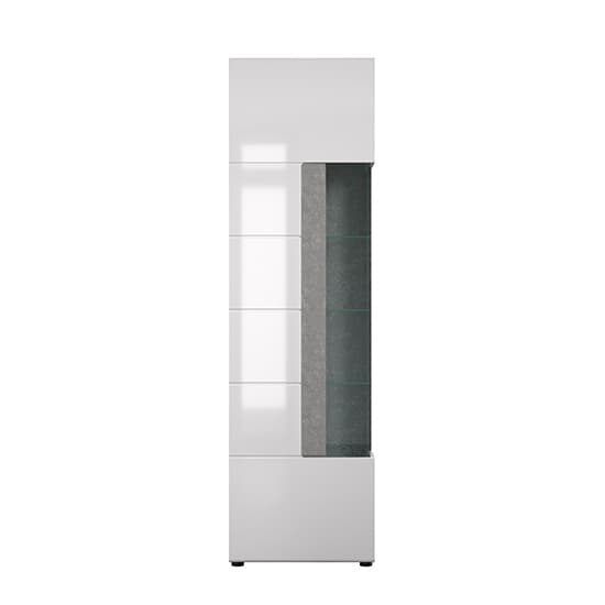 Tavia High Gloss Display Cabinet Tall In White With LED_4