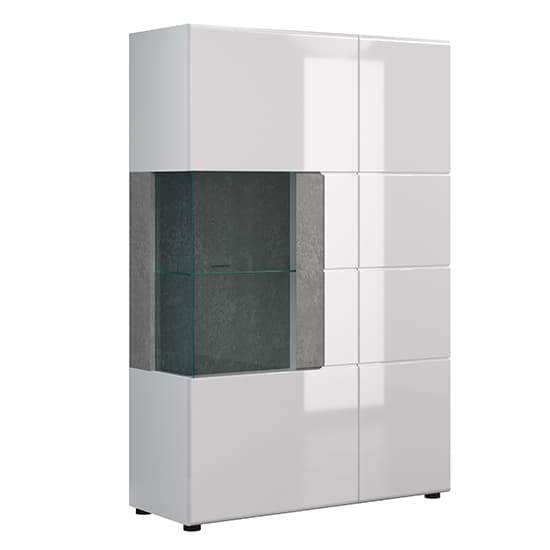 Tavia High Gloss Display Cabinet Wide In White With LED_7