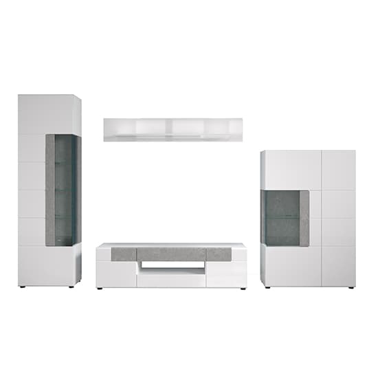 Tavia High Gloss Living Room Furniture Set In White With LED_3
