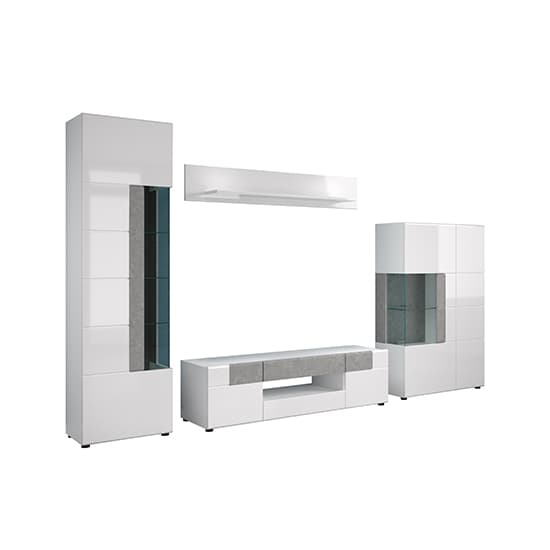 Tavia High Gloss Living Room Furniture Set In White With LED_4