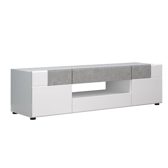 Tavia High Gloss TV Stand 2 Doors In White With LED_5