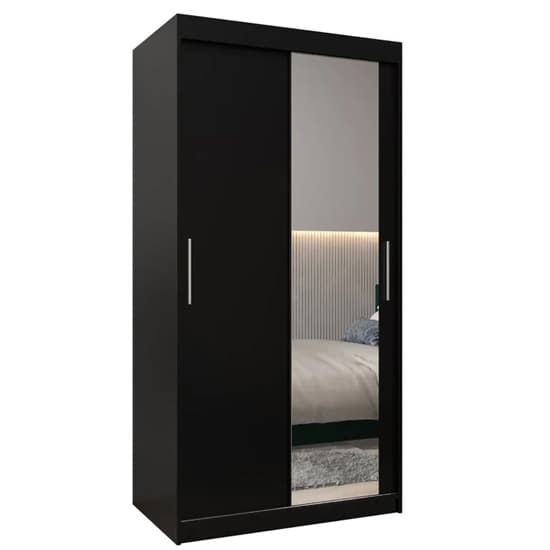 Tavira II Mirrored Wardrobe 2 Sliding Doors 100cm In Black_4