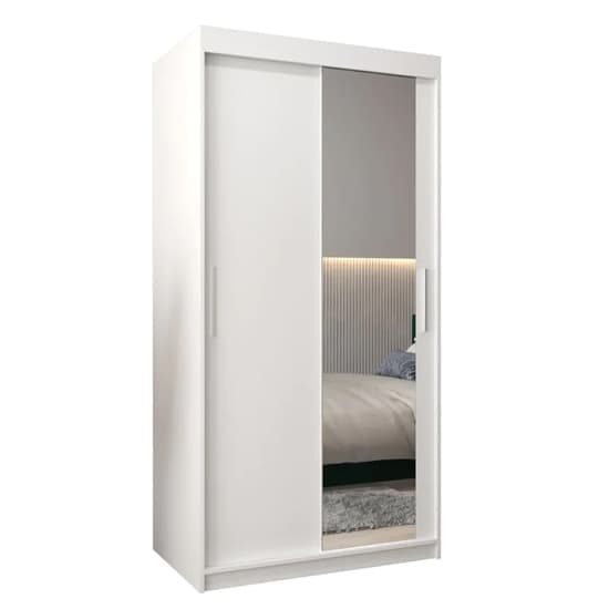 Tavira II Mirrored Wardrobe 2 Sliding Doors 100cm In White_4