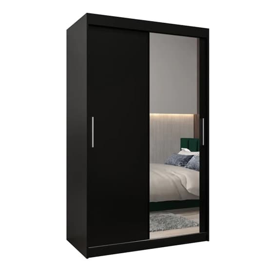 Tavira II Mirrored Wardrobe 2 Sliding Doors 120cm In Black_4