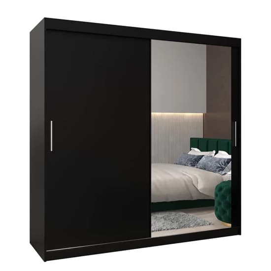Tavira II Mirrored Wardrobe 2 Sliding Doors 200cm In Black_4
