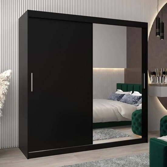 Tavira II Mirrored Wardrobe 2 Sliding Doors 200cm In Black_1