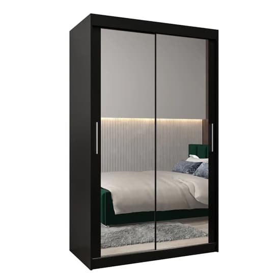 Tavira III Mirrored Wardrobe 2 Sliding Doors 120cm In Black_4