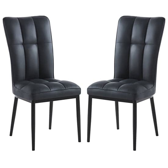 Tavira Black Faux Leather Dining Chairs With Black Legs In Pair_1